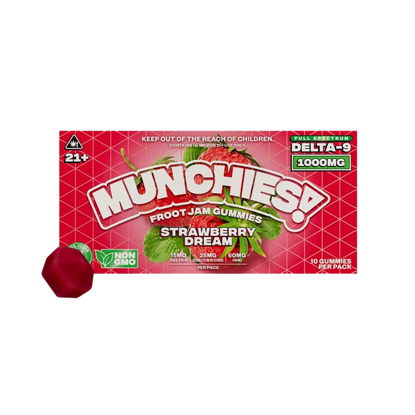 Munchies 1000MG D9 Froot Jam Gummies Strawberry Dream