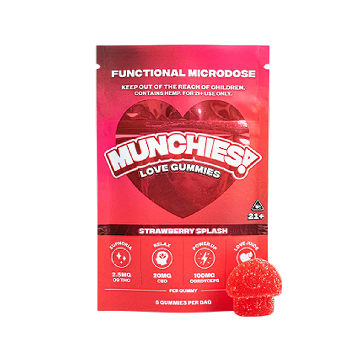 Munchies Functional Microdose Gummies - Love Gummies - Strawberry Splash - 5 piezas-1