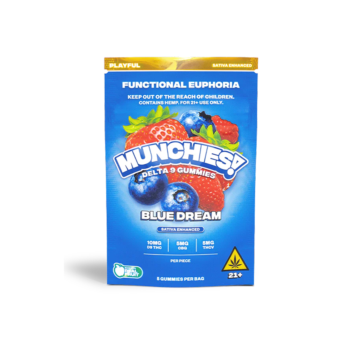 Munchies Gummy D9 - Euphoria - Blue Dream - Sativa - Playful -5 piezas