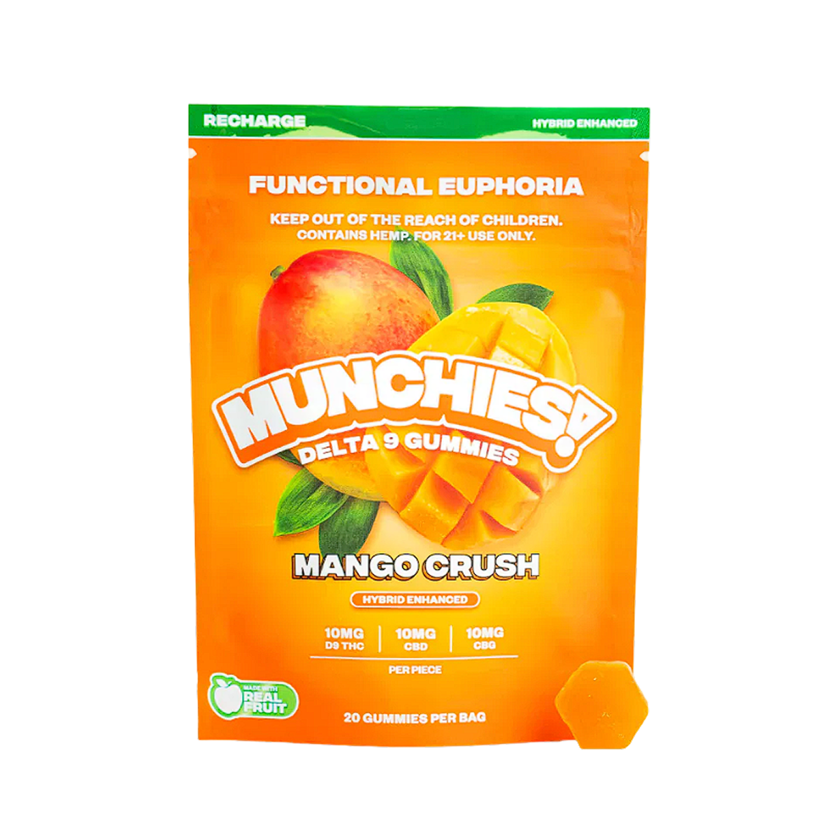 Munchies Gummy D9 - Euphoria - Mango Crush - Hybrid - Recharge-1