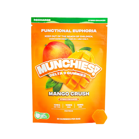 Delta Munchies Euphoria Delta 9 Gummy - Mango Crush - Hybrid - Recharge - 20 piezas