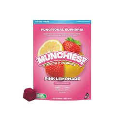Munchies Euphoria D9 Gummy - Pink Lemonade - Hybrid - Good Vibes - 20 Piezas-1