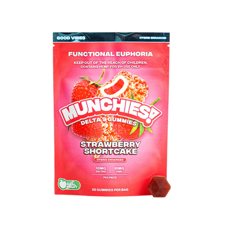 Munchies Euphoria D9 Gummy - Strawberry Shortcake - Hybrid - Good Vibes - 20pz-1