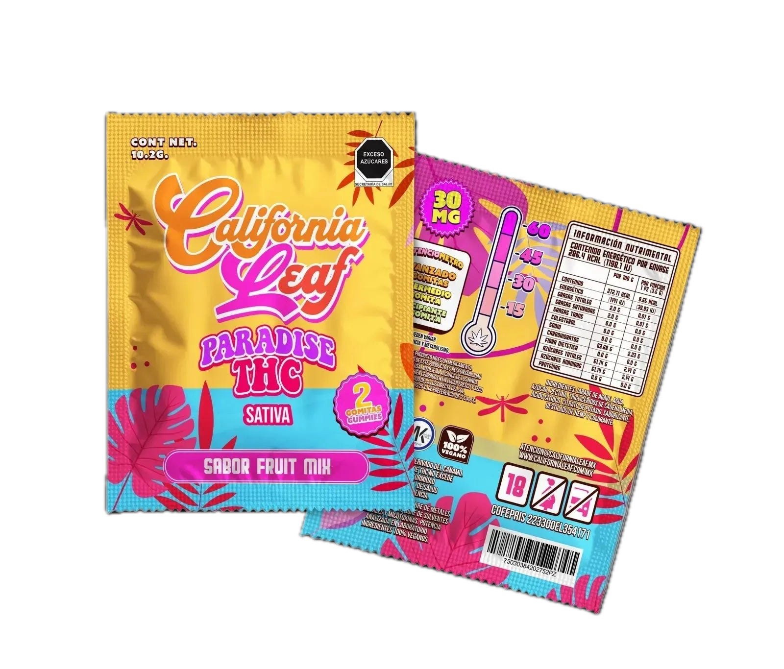 Sobre de Gomitas Paradise THC (Sativa – 30/50 mg D9-THC)  | 2 Piezas