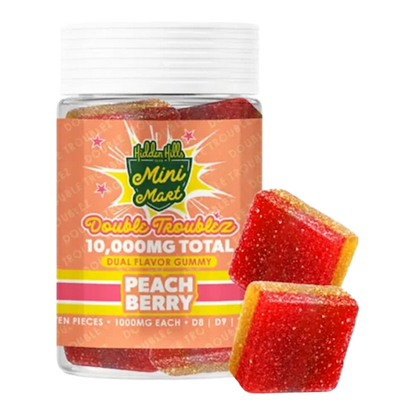 THCP Peach Berry Hidden Hills Mini Mart Double Troublez Gummies 10G