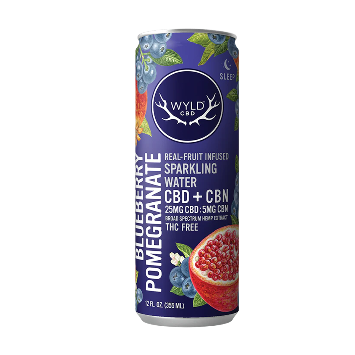 WYLD SPARKLING WATER CBD 25MG CBN 5MG BLUEBERRY POMEGRANATE
