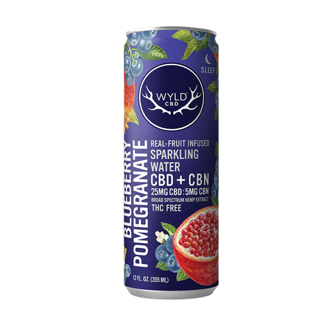 WYLD SPARKLING WATER CBD 25MG CBN 5MG BLUEBERRY POMEGRANATE