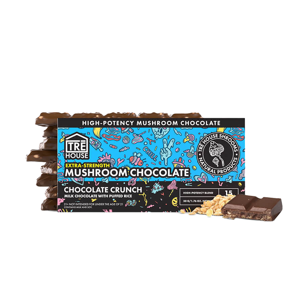 Tre House Chocolate Bar Magic Mushrooms Extra Strength Chocolate Crunch