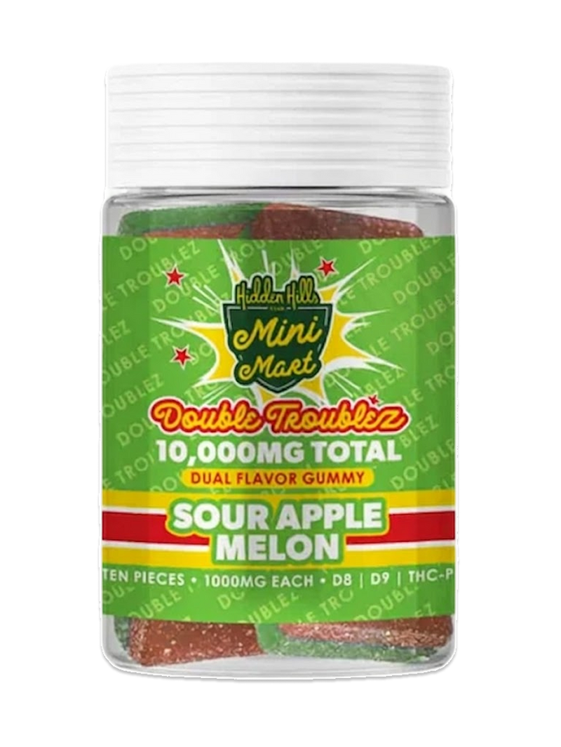 Hidden Hills Sour Apple Melon Mini Mart Double Troublez Gummies 10G-1