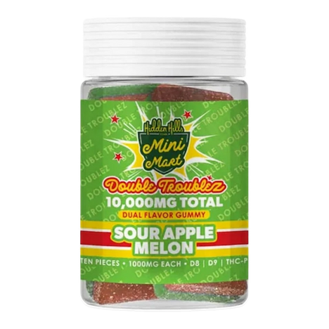 THCP Hidden Hills Sour Apple Melon Mini Mart Double Troublez Gummies 10G
