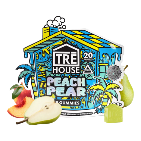 THCP Tre House Gummies Peach Pear D9 20ct (Casita)