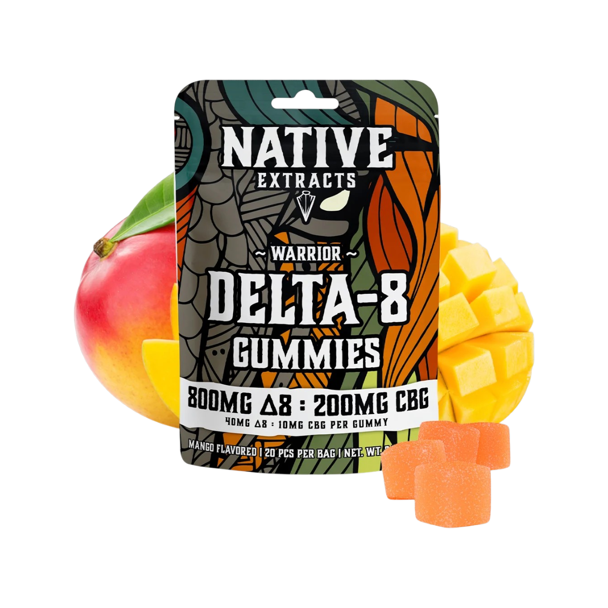 THC:CBG Erth "Warrior" - 800mg Delta-8  + 20 pz x 10mg CBG Mango (Recover)