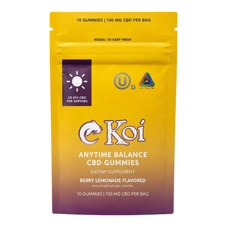 Koi Anytime Balance CBD Gummies 10pz Berry Lemonade