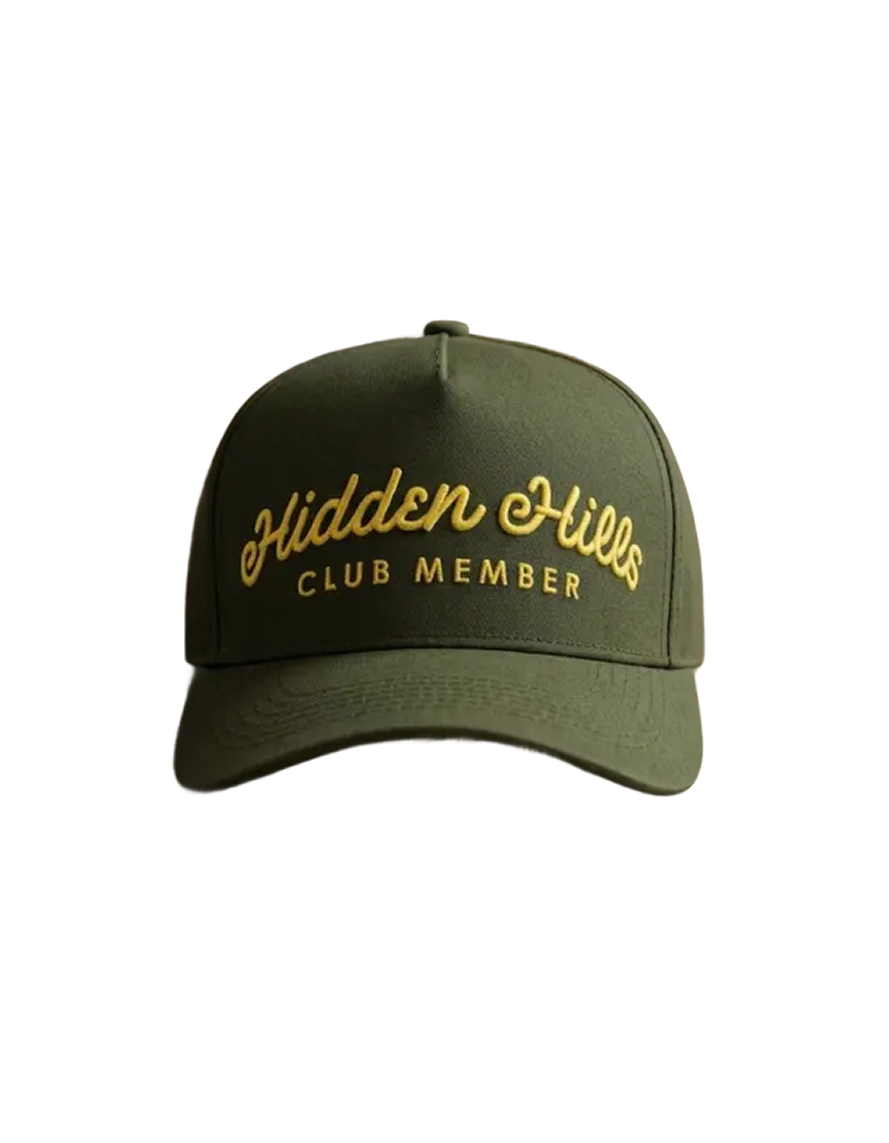 Gorra Hidden Hills Club Member Hat: Olive Green &amp; Yellow