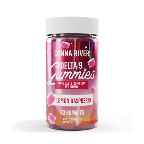 THC Canna River Delta-9 + CBD Gummies Lemon Raspberry (30 pz / Fórmula de Espectro Completo)