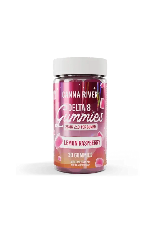 THC Canna River  Gummies  Delta 8 THC  Lemon Raspberry  25mg D8 THC  30 Gummies