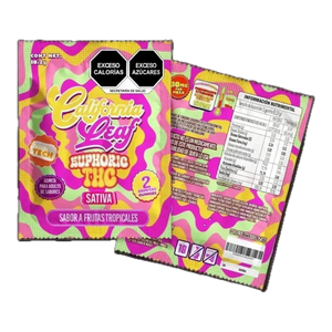 THC California Leaf Sobre de Gomitas Euphoric Delta 9 THC | Pack 2 Piezas | 30mg D9 THC