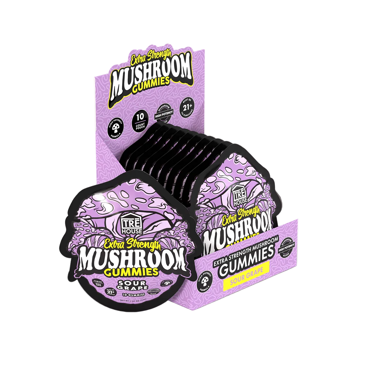 Tre House Gummies Magic Mushrooms Extra Strength Sour Grape