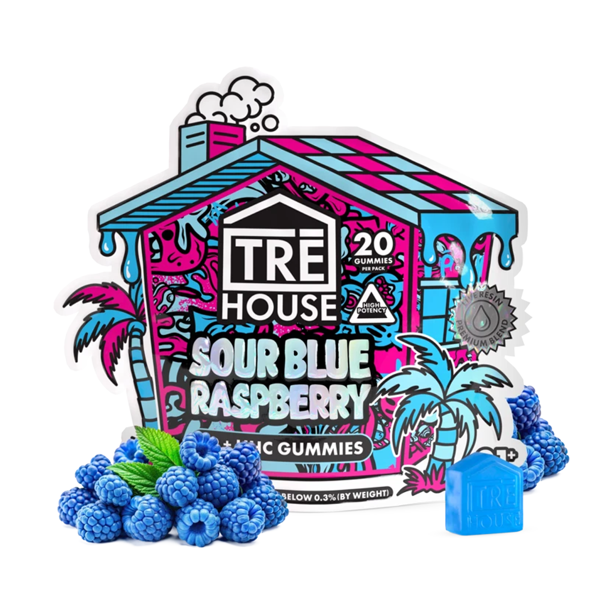 Gummies Sour Blue Raspberry D9/HHC 20ct