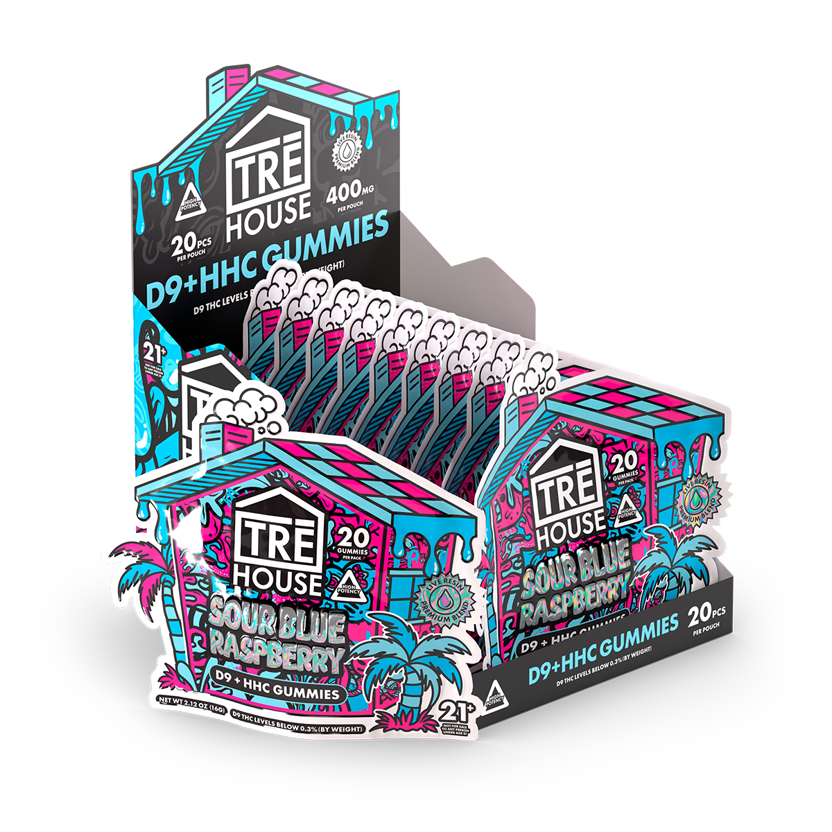Gummies Sour Blue Raspberry D9/HHC 20ct