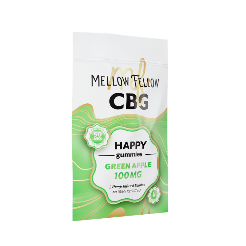 MELLOW FELLOW HAPPY GUMMIES 2PZ EDIBLES 100MG CBG GREEN APPLE-1