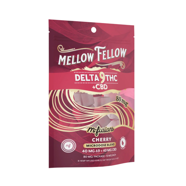 Mellow Fellow Microdose M-Fusions 8pc Edibles 80mgDelta-9 + CBD Cherry