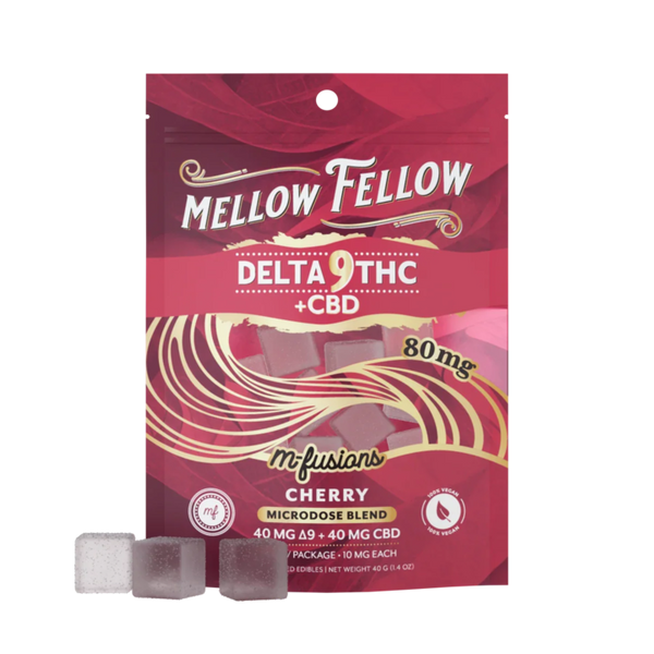 Mellow Fellow Microdose M-Fusions 8pc Edibles 80mgDelta-9 + CBD Cherry