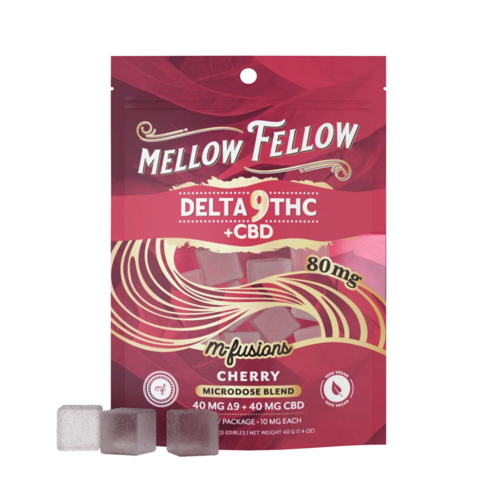 Mellow Fellow Microdose M-Fusions 8pc Edibles 80mgDelta-9 + CBD Cherry