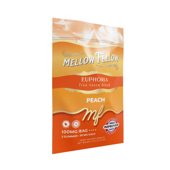 Mellow Fellow Live Resin M-Fusions 2pc Edibles 100mg Euphoria Blend Peach