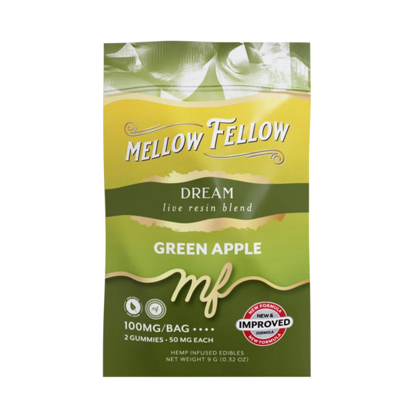 Mellow Fellow Live Resin M-Fusions 2pc Edibles 100mg Dream Blend Green Apple