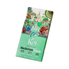Barra de chocolate blanco California Leaf Koi X MK con sabor a matcha y yuzu, empaque ilustrado de 70g