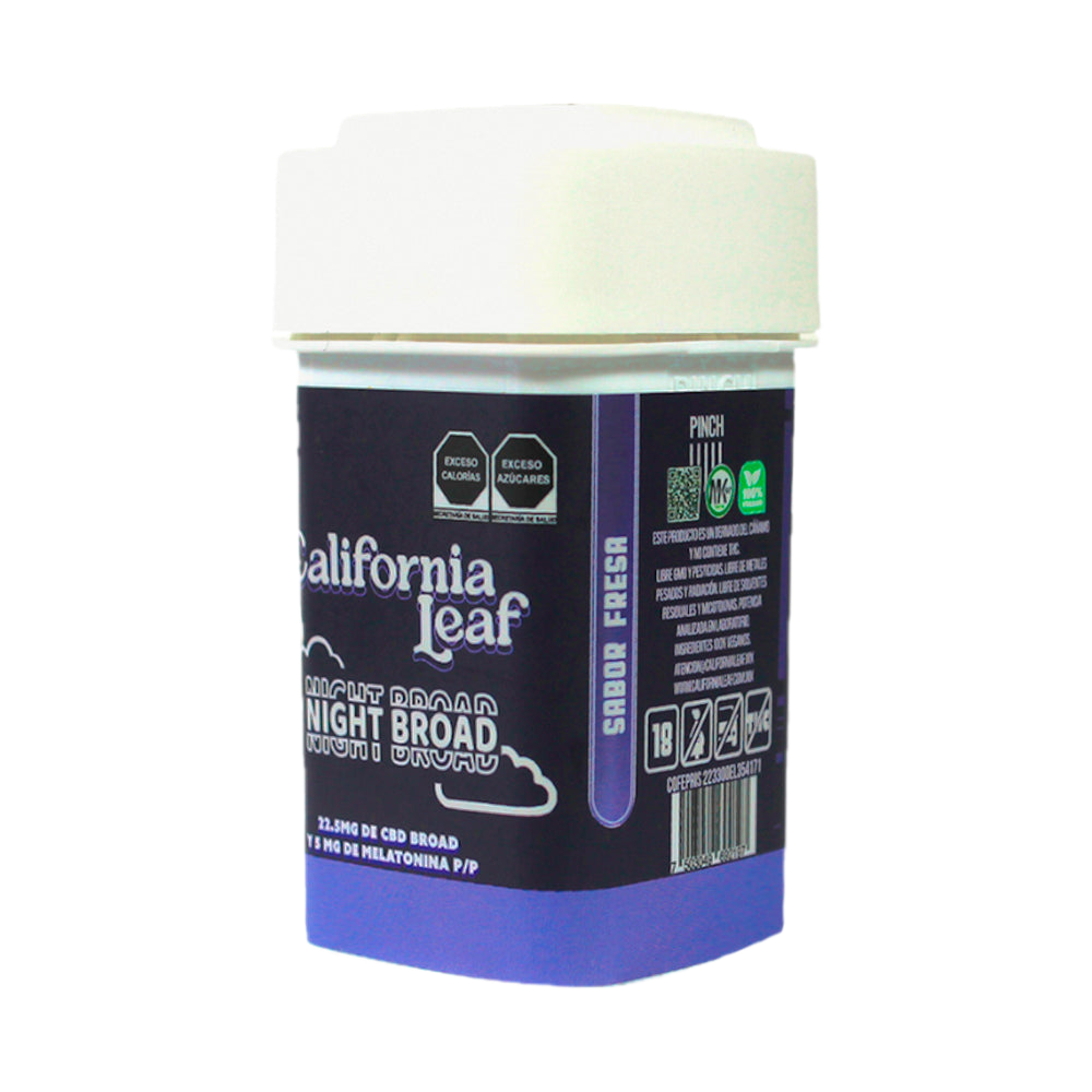 Gomitas Night Broad (Sin terpenos – 20 mg CBD Broad + 5 mg Melatonina) |15 ó 30 piezas.