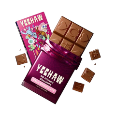 Barra de chocolate con leche California Leaf Yeehaw de 50g con diseño artístico y porciones grabadas