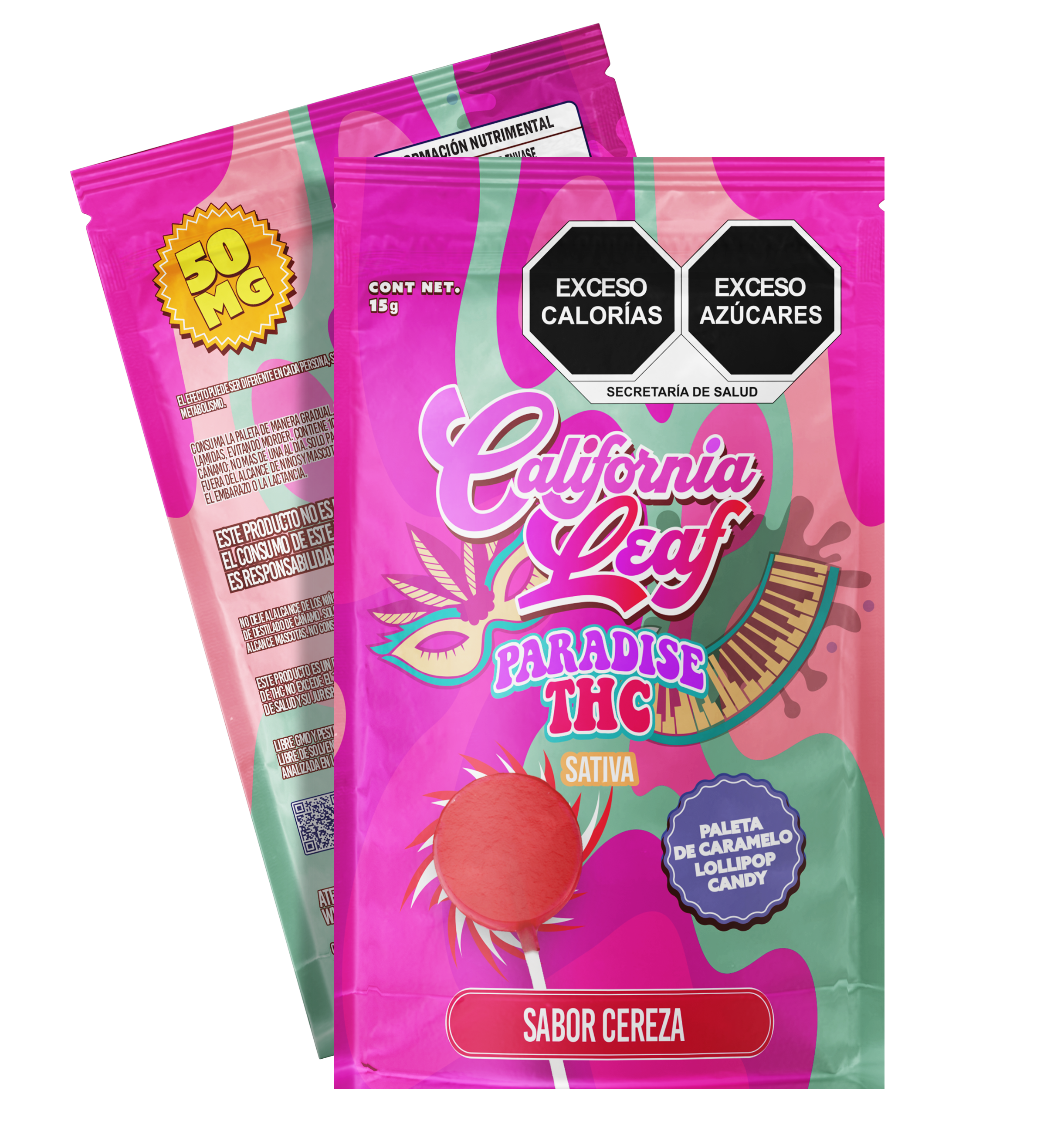 PALETA DE CARAMELO SABOR CEREZA 50MG