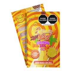 Paleta California Leaf Paradise THC Sativa sabor mango con chile de 50mg en empaque individual color amarillo