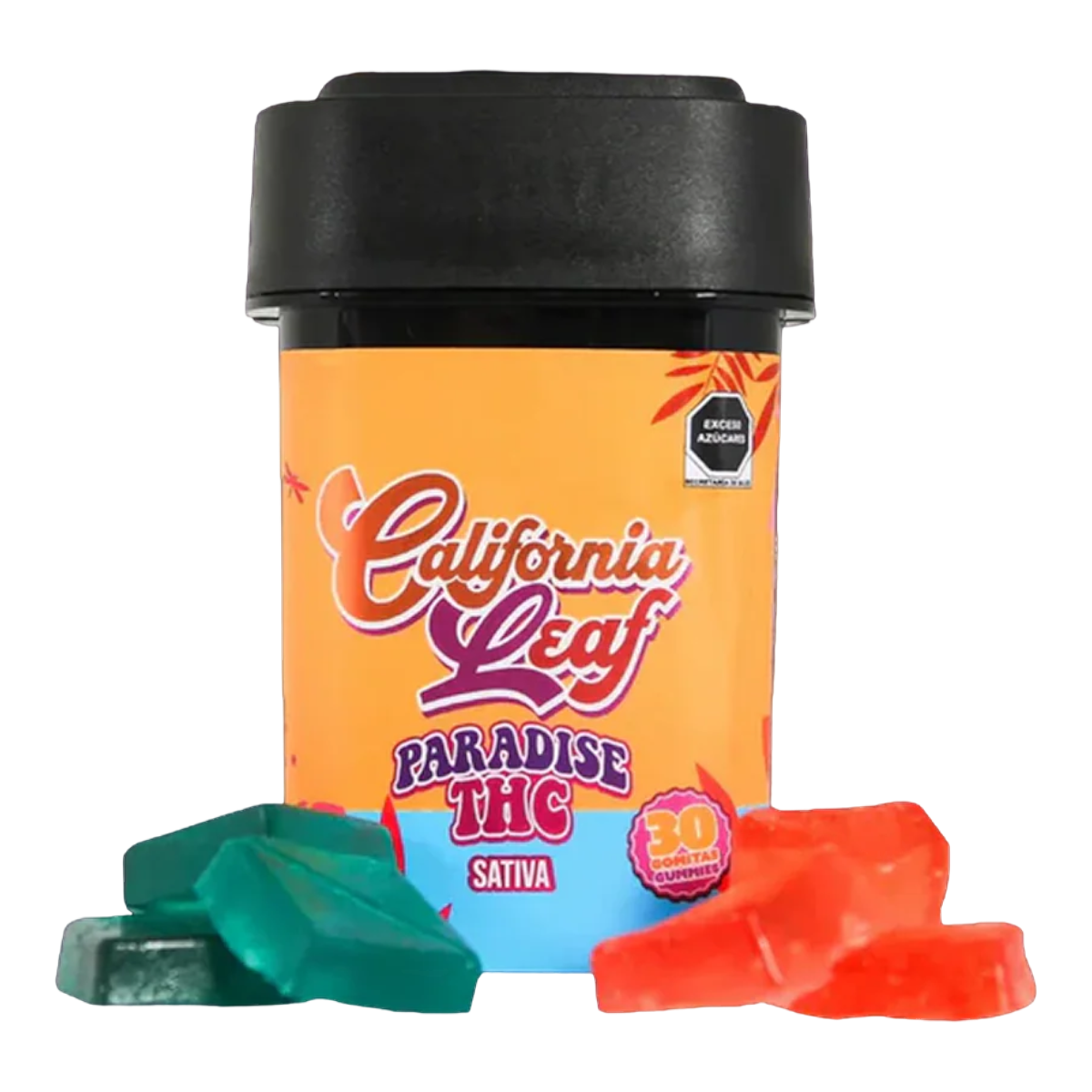 California Leaf THC Gomitas Paradise Thc Sativa 30/50 mg Delta 9 Thc visto de frente
