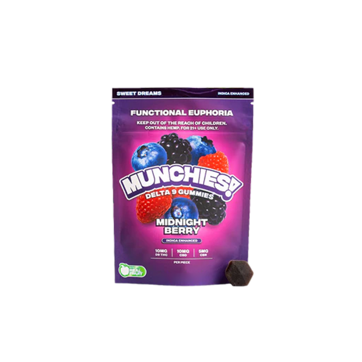 Delta Munchies Gummy Delta 9  Euphoria  Midnight Berry  Indica - Sweet Dreams-5 piezas-1