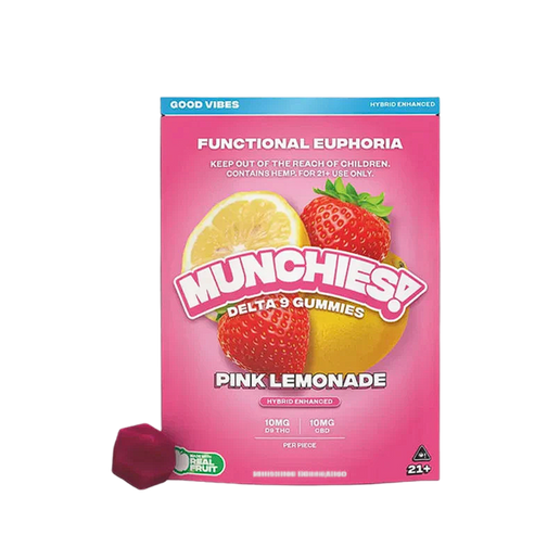 Delta Munchies Gummy Delta 9 - Euphoria - Pink Lemonade - Hybrid - Good Vibes-5 Piezas