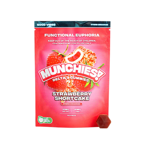 Delta Munchies Gummy Delta 9 Euphoria - Strawberry Shortcake - Hybrid - Good Vibes-5 piezas