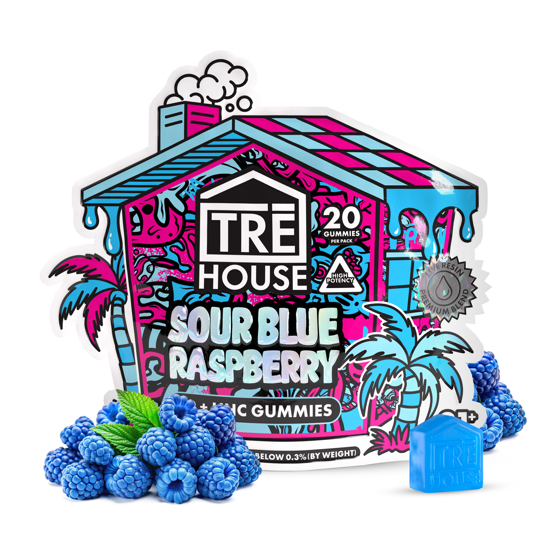 Gummies Sour Blue Raspberry D9/HHC 20ct-1