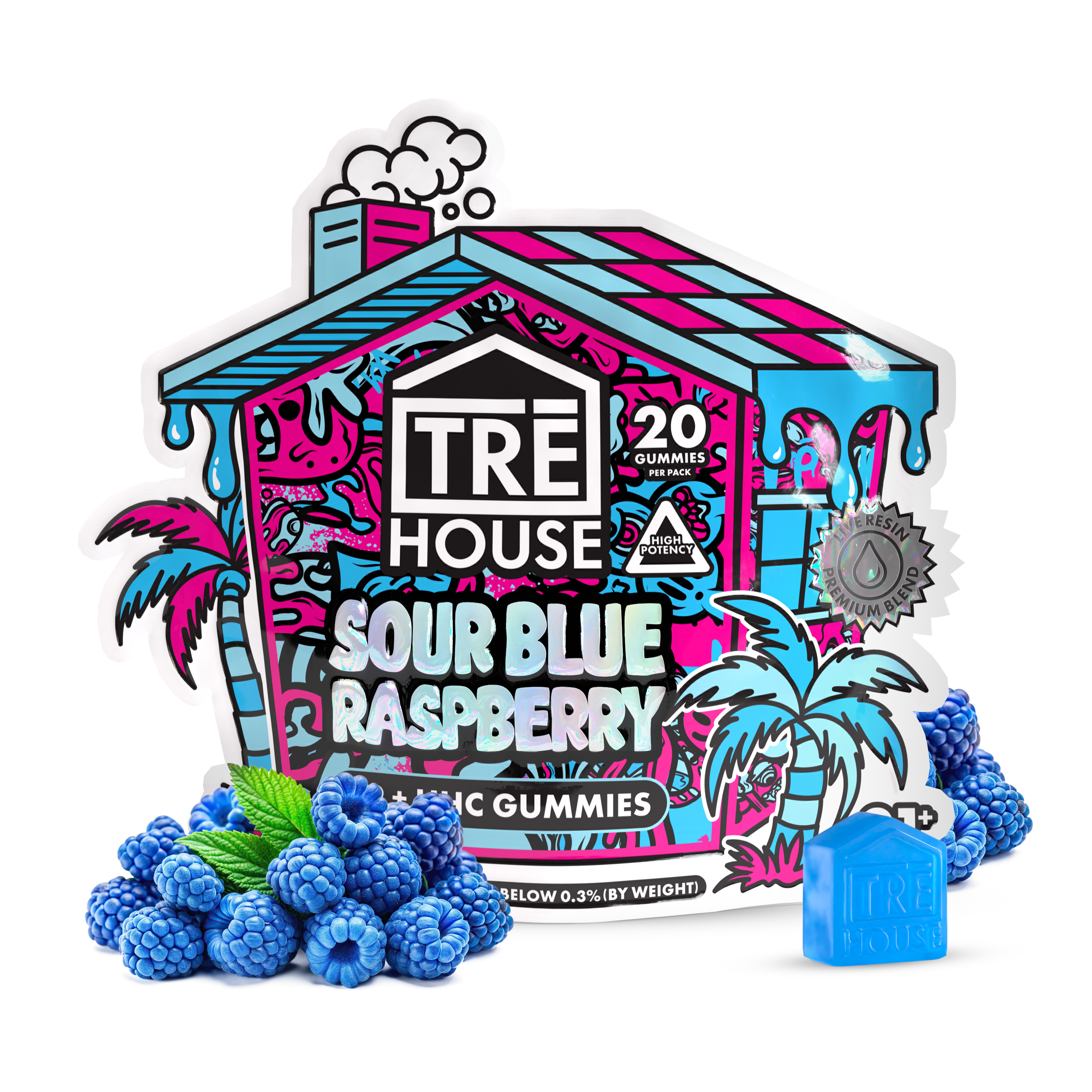 Gummies Sour Blue Raspberry D9/HHC 20ct