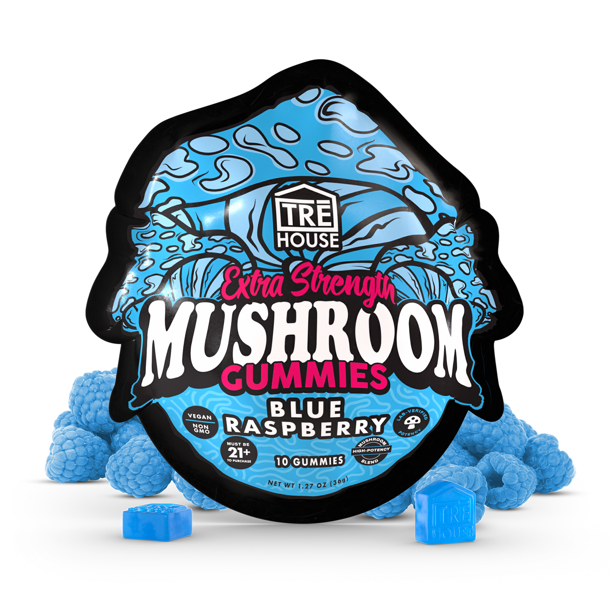 Tre House Gummies Magic Mushrooms Extra Strength Blue Raspberry-1