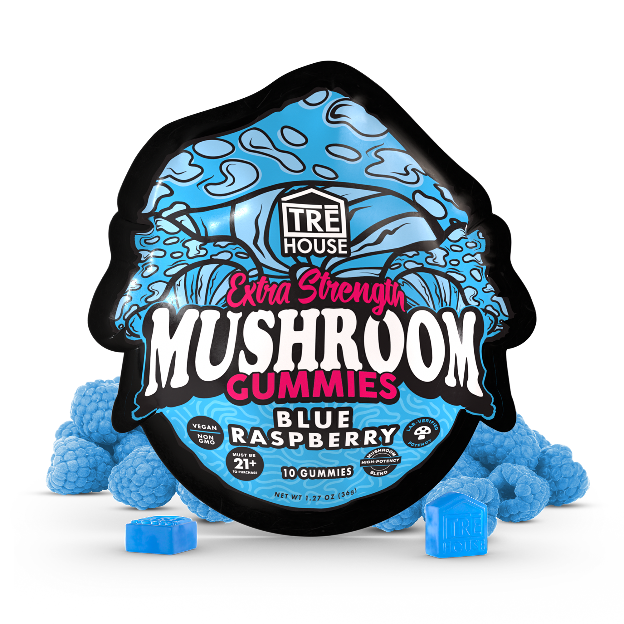 Tre House Gummies Magic Mushrooms Extra Strength Blue Raspberry