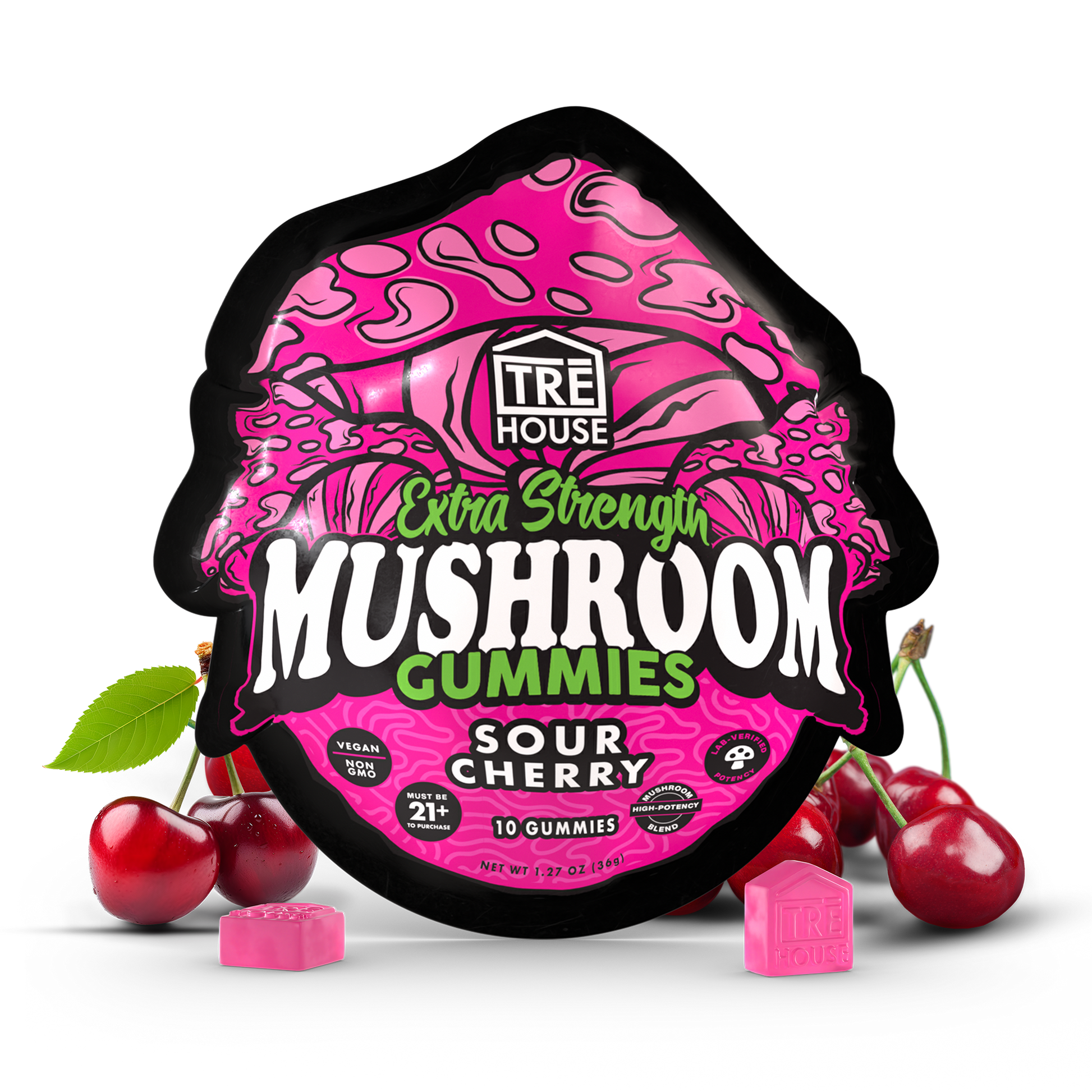 Tre House Gummies Magic Mushrooms Extra Strength Sour Cherry-1